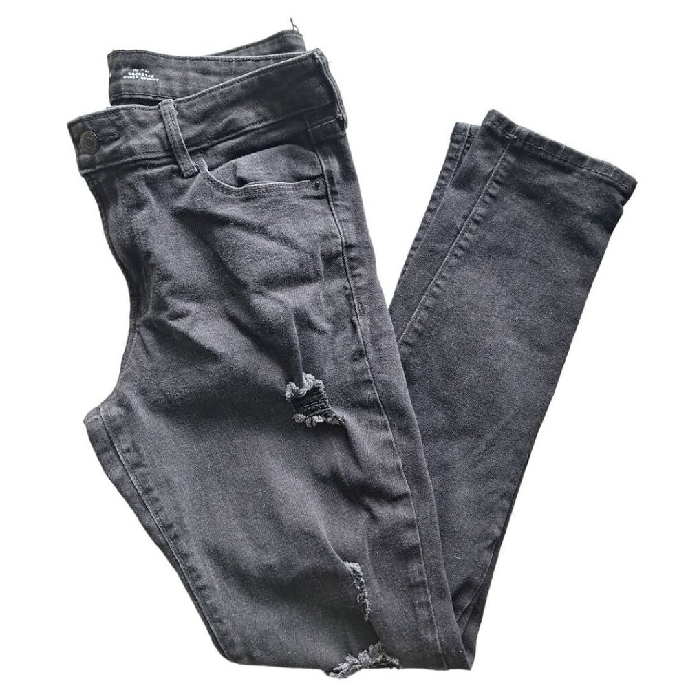 Old Navy‎ Rockstar Super Skinny Black Jeans Womens Size 6 Distressed Stretch